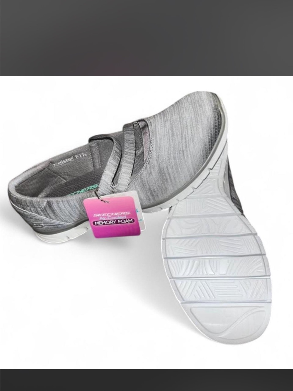 Skechers Women's Light Gray Slip-On Athletic Sneakers with White Outsole